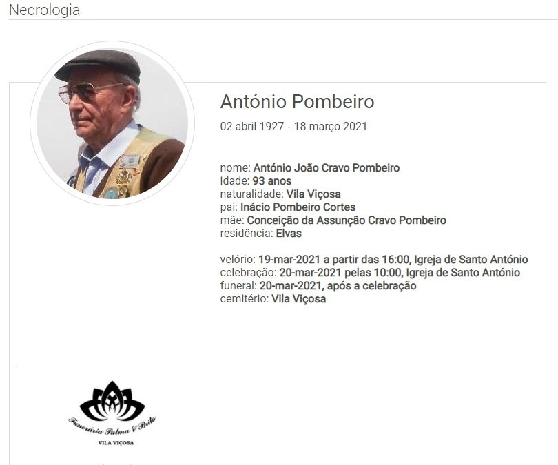 Elvas: Faleceu o sr. António Pombeiro