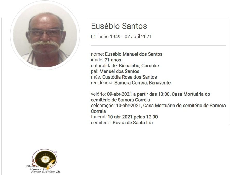 Samora Correia: Faleceu o sr. Eusébio Santos