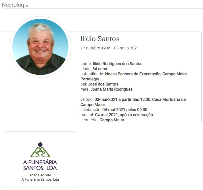 Campo Maior: Faleceu o sr. Ilídio Santos