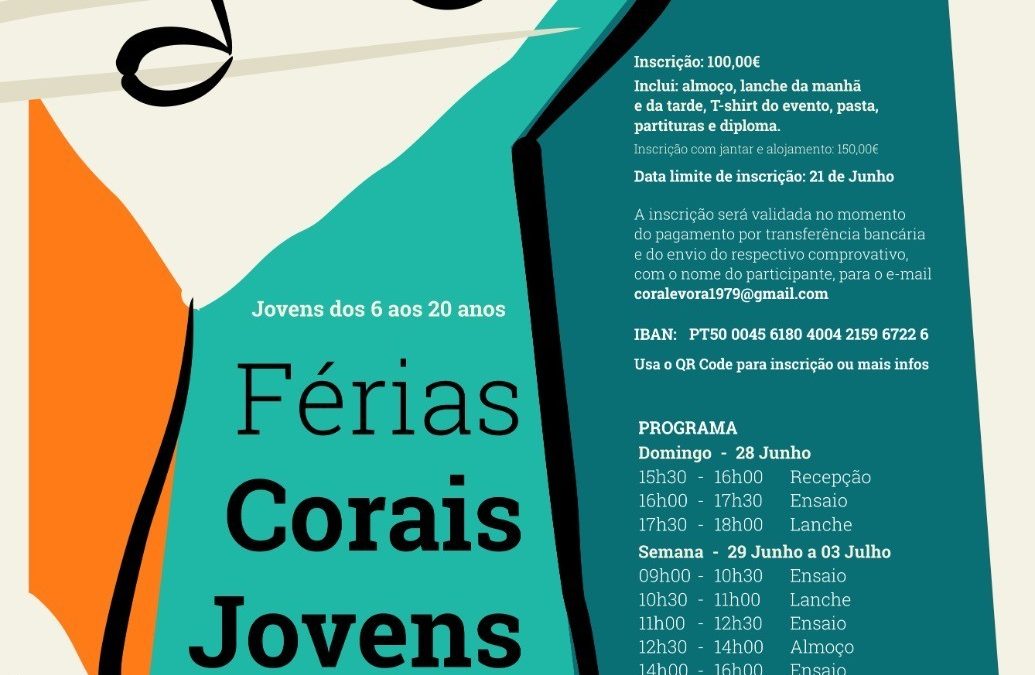 Férias Corais Jovens 2026 regressam a Évora para uma semana de música e formação